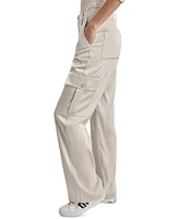 Dkny Jeans Petite High-Rise Satin Cargo Pants