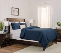 Chanasya Premium Bordered Navy Duvet Comforter Cover Bedding Set King Size