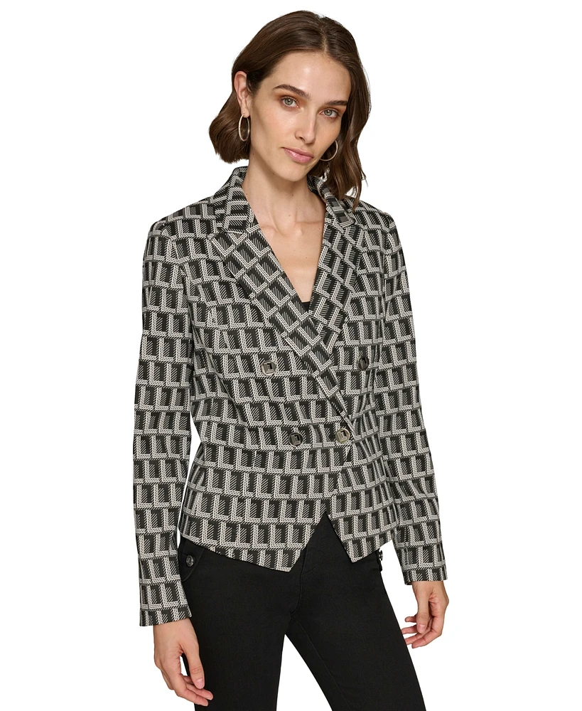 Karl Lagerfeld Paris Women's Monogrammed Peak-Lapel Blazer