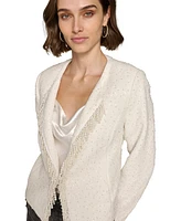 Karl Lagerfeld Paris Women's Bead-Embellished Tweed Jacket