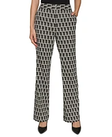 Karl Lagerfeld Paris Women's Monogrammed Straight-Leg Pants