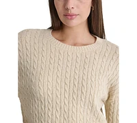 Dkny Jeans Petite Crewneck Cable-Knit Sweater
