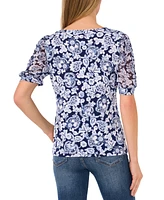 CeCe Women's Floral-Print V-Neck Top