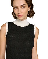 Karl Lagerfeld Paris Women's Sleeveless Mock Neck Pearl Sweater