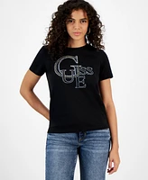 Guess Women's Studded Logo Short-Sleeve T-Shirt