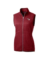 Cutter & Buck Women's Heather Red Cleveland Guardians Mainsail Sweater-Knit Full-Zip Vest