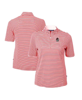 Cutter & Buck Women's Red Georgia Bulldogs DryTec Virtue Eco Pique Stripe Polo