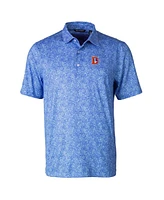 Cutter & Buck Men's Blue Denver Broncos Throwback Logo Pike Constellation Stretch Polo