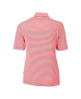 Cutter & Buck Women's Scarlet Nebraska Huskers DryTec Virtue Eco Pique Stripe Polo