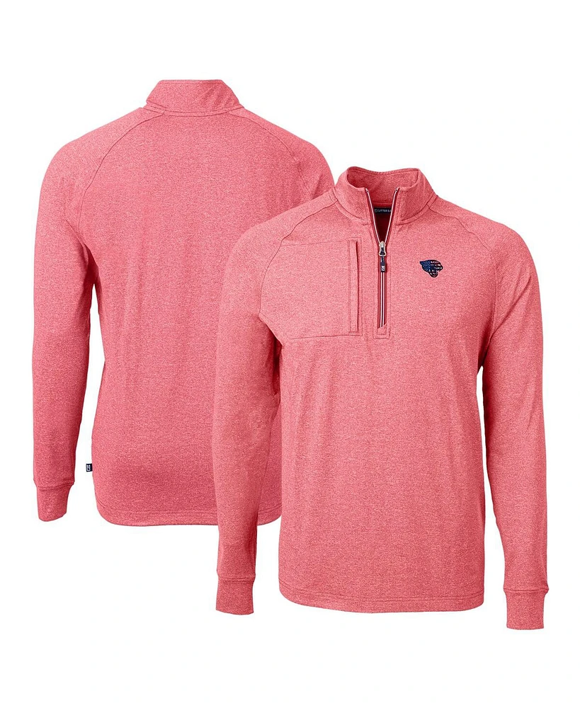 Cutter & Buck Men's Heather Red Jacksonville Jaguars Adapt Eco Knit Quarter-Zip Pullover Top