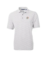 Cutter & Buck Men's Gray Miami Dolphins Throwback Logo Virtue Eco-Pique Botanical Polo