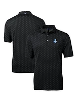 Cutter & Buck Men's Black Detroit Lions Throwback Logo Virtue Eco Pique Tile Polo