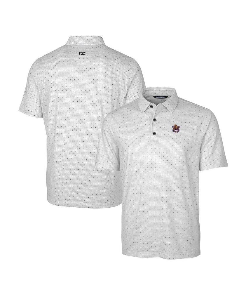 Cutter & Buck Men's Lsu Tigers Primary Team Logo Pike Double Dot Print Stretch Polo