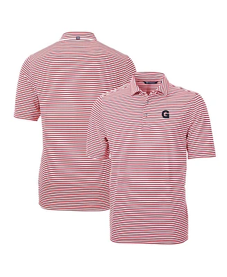 Cutter & Buck Men's Red Gonzaga Bulldogs Throwback Logo Virtue Eco Pique Stripe Polo