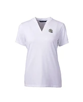 Cutter & Buck Women's White Miami Dolphins Helmet Logo DryTec Forge Stretch V-Neck Blade Top