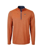 Cutter & Buck Men's Orange Auburn Tigers Alumni Logo DryTec Virtue Eco Pique Micro Stripe Quarter-Zip Pullover Top