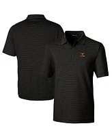 Cutter & Buck Men's Black Texas Longhorns Alumni Logo Forge Pencil Stripe Stretch DryTec Polo