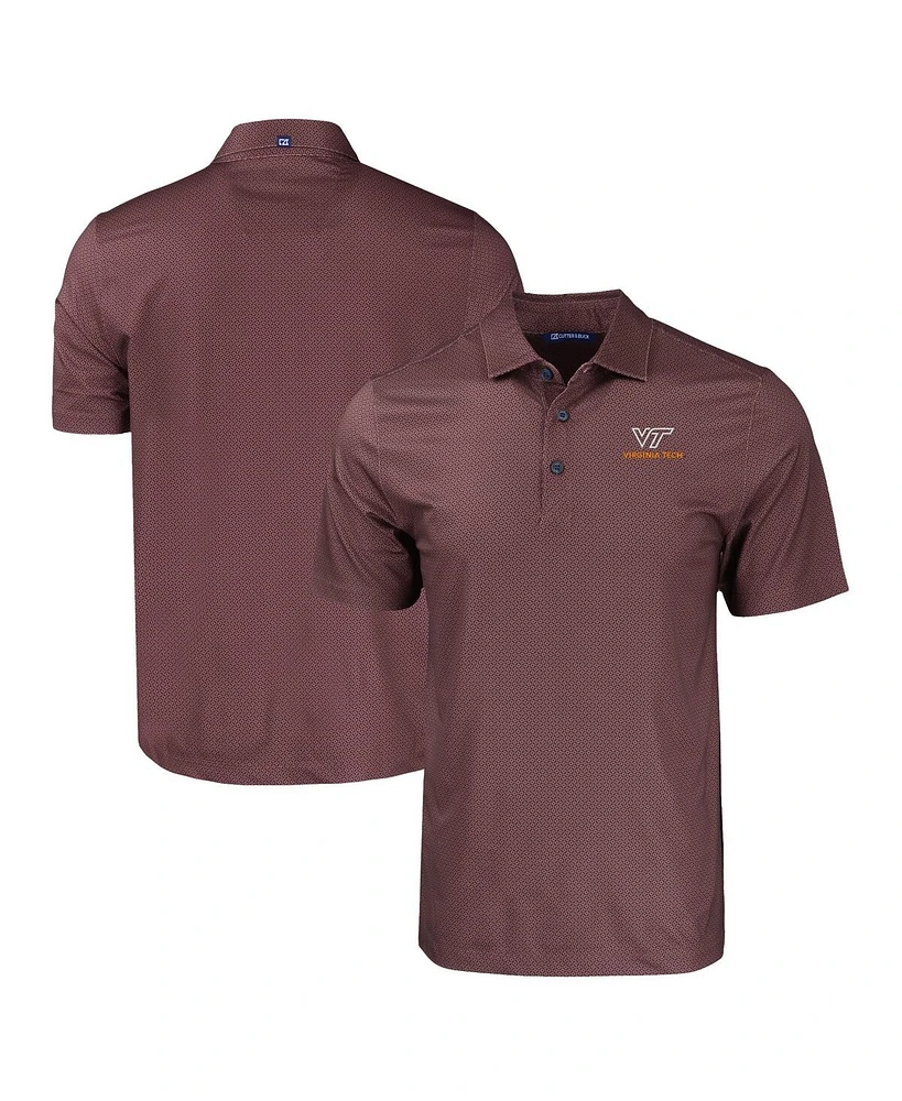 Cutter & Buck Men's Maroon Virginia Tech Hokies Pike Eco Tonal Geo Print Stretch Polo