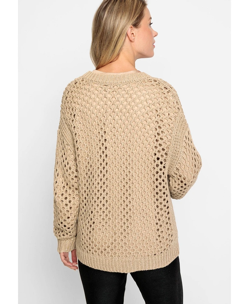 Olsen Women's Lurex Open Knit Cardigan