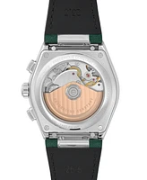 Frederique Constant Men's Swiss Automatic Chronograph Highlife Green Leather Strap Watch 41mm