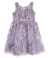 Rare Editions Toddler & Little Girls Illusion Sequin Mesh Party Dress