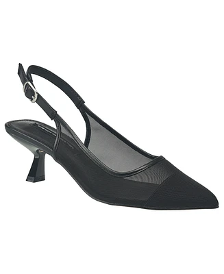 French Connection Women's Flared Mesh Pumps