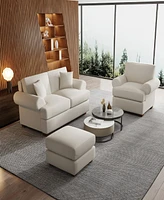 Sugift 66" White Sofa Couch 2 Seater Fabric Loveseat for Living Room