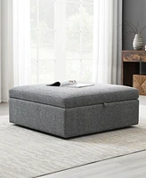 Abbyson Living 35.8" Wood Wren Square Storage Ottoman