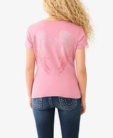 True Religion Women's Crystal Wing V Neck Tee