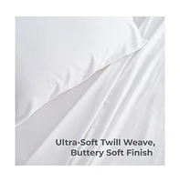 Cariloha Classic 4-Piece Twill Sheet Set | White | Split King | Viscose Material |Extra soft, Cooling for Hot Sleepers, Corner Bands