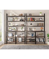 Tribesigns Set of 2 Industrial 6-Tier Bookshelves, with X-Shaped Frame, Storage for Living Room, Bedroom, and Office