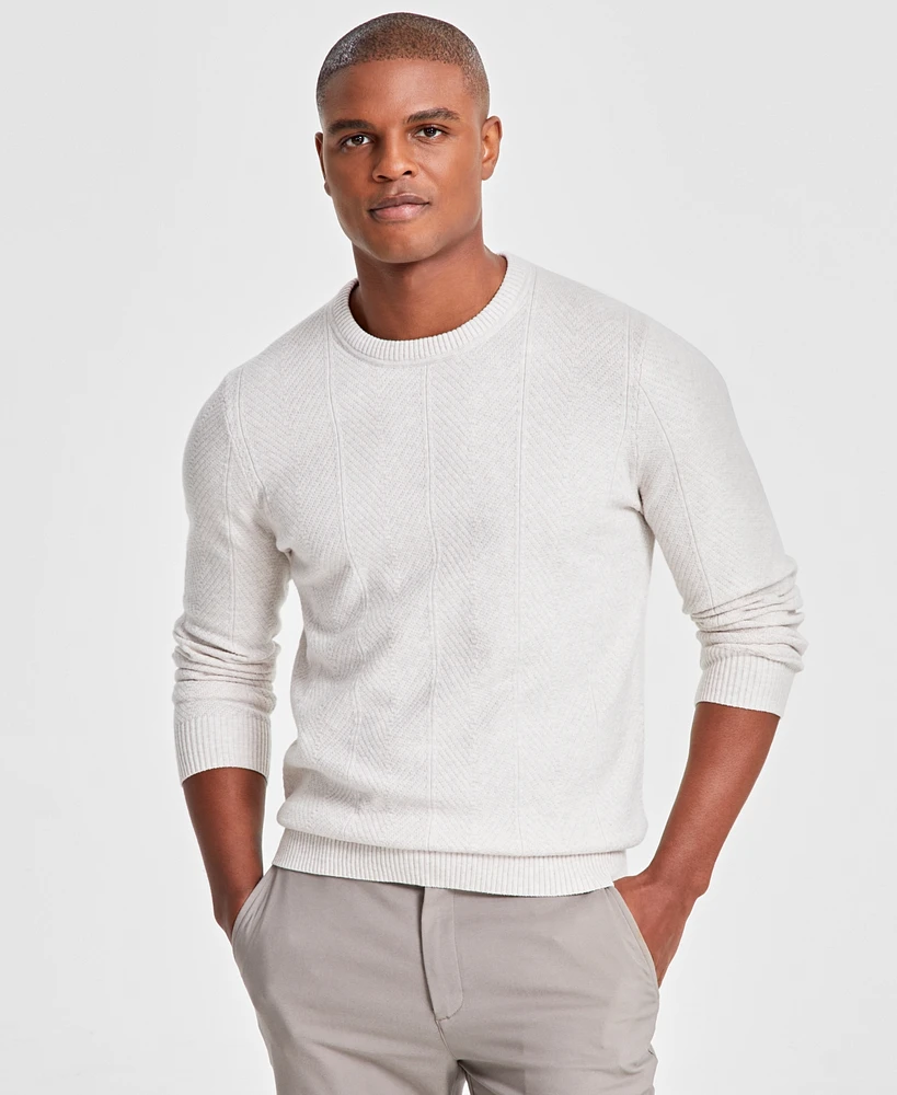 Alfani Men's Herringbone Crewneck Sweater, Created for Macy's