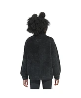 adidas Big Girls Mock Neck Furry Lurex Sherpa Pullover Jacket