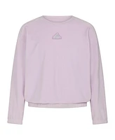 adidas Big Girls Long Sleeve Rib Velour Crewneck Pullover Sweatshirt