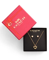 Coach Faux Stone Signature Pave Heart Jewelry Set