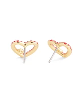 Coach Faux Stone Signature Pave Heart Stud Earrings