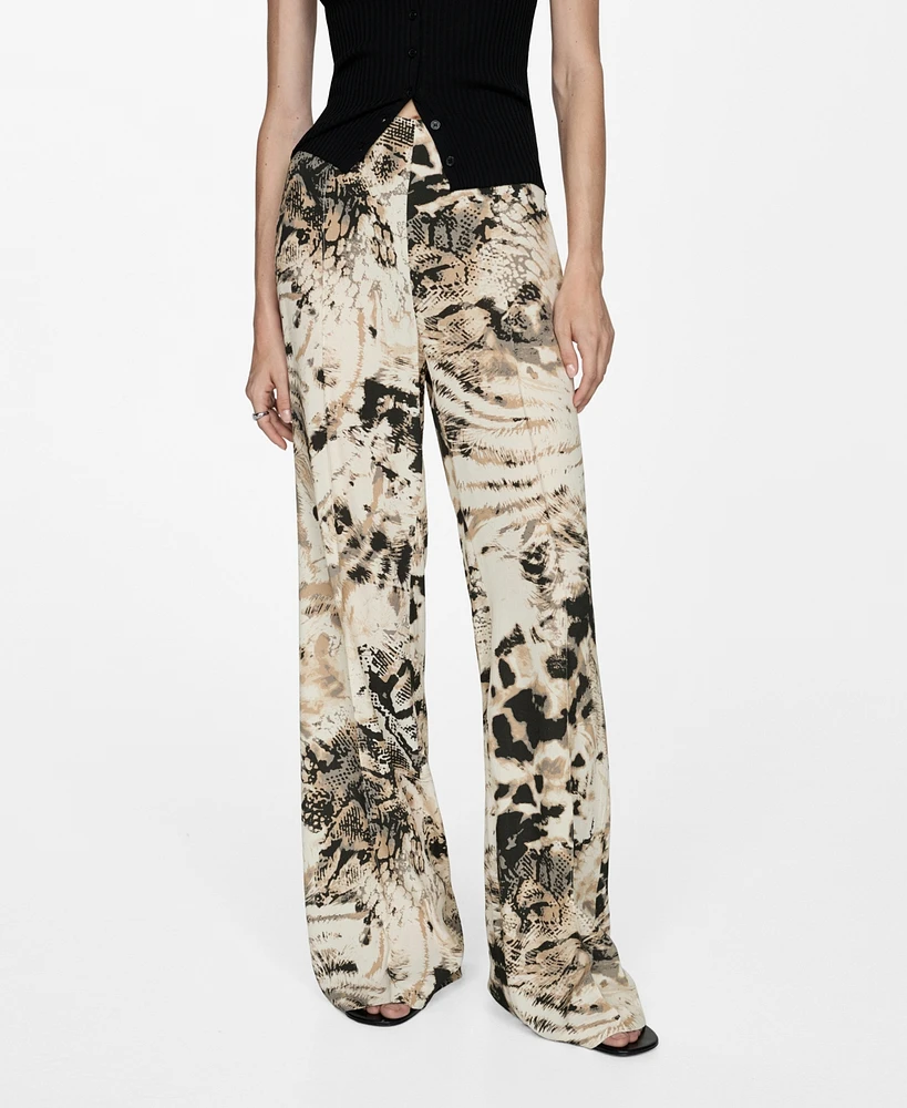 Mango Women's Fluid Animal-Print Pants