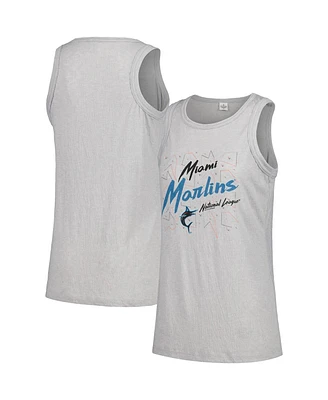 Soft As A Grape Women's Gray Miami Marlins Gauze High Neck Tank Top