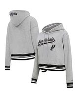 Pro Standard Men's and Women's Heather Gray San Antonio Spurs Script Tail Cropped Pullover Hoodie