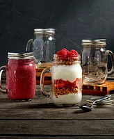 Mason Craft & More 4 Piece Glass Jars with Handles and Lids