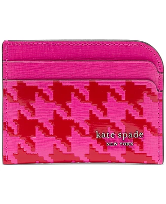 kate spade new york Devin Houndstooth Embossed Saffiano Leather Card Holder