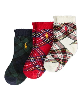 Polo Ralph Lauren Baby Girls Holiday Plaid Sock, 3-Pack