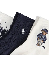 Polo Ralph Lauren Baby Boys Holiday Bear Sock, 3-Pack