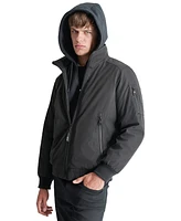 Dkny Men's Removable Hood Water-Resistant Bomber Jacket