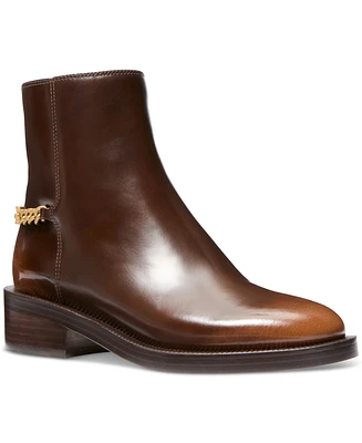 Michael Kors Women's Carlisle Chain-Detail Brown Ankle Booties