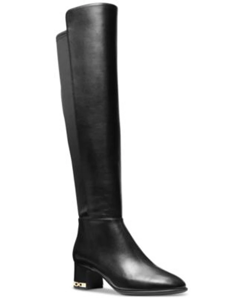 Michael Michael Kors Womens June Leather Knee High Riding Boots Regular Wide Calf