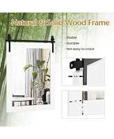 30 x 22 Inch Wall Mount Mirror with Wood Frame