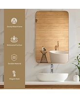 Sugift 32 x 20 Inch Metal Frame Wall-Mounted Rectangle Mirror