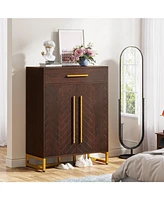 Tribesigns Shoe Cabinet with Doors, 20 Pairs Shoe Storage Cabinet with Drawer for Entryway, Modern Shoe Rack Organizer with Shelves for Hallways Bedro