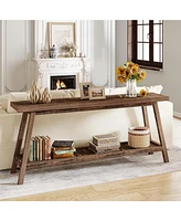 Tribesigns FarmYFuse Console Entryway Table: 70.9 Inches All Wood Table for Entrance, 2 Tiers Narrow Long Behind Couch Sofa Table, Foyer Entry